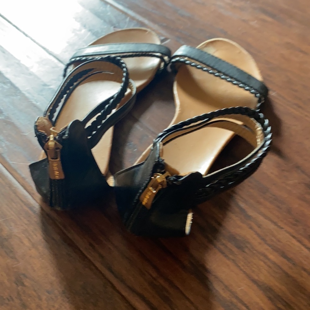 Bella Marie black ankle strap zip back closure sandals 7.5 Birken-15 - Picture 3 of 8